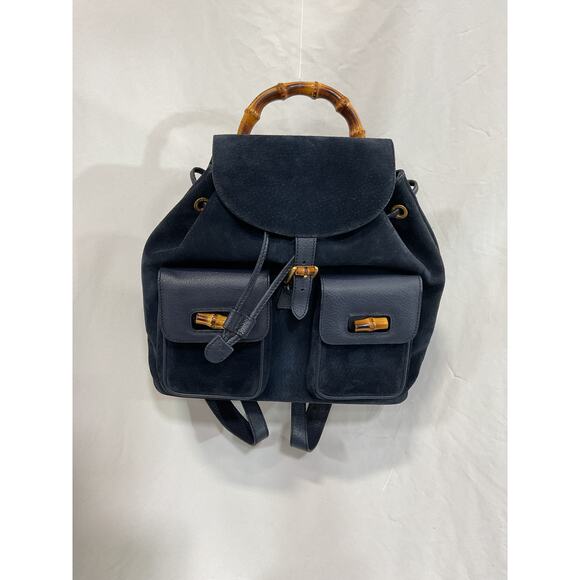 Gucci 'Bamboo' Navy Backpack - Picture 1 of 3